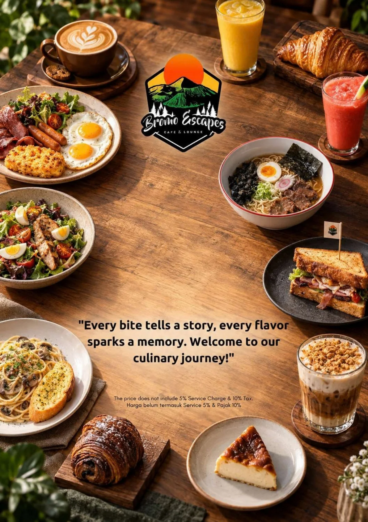 Sampul resmi katalog menu Bromo Escapes 2026